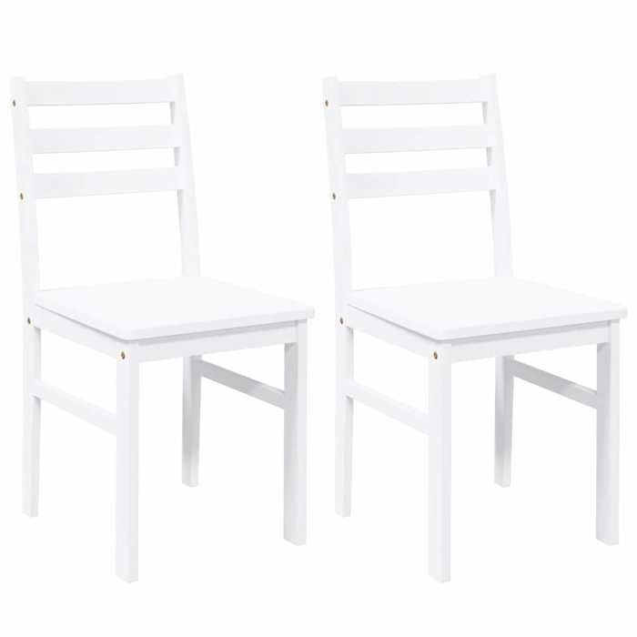 VidaXL Chaises à manger 2 pcs blanc bois massif caoutchouc, chaise à dîner, chaise, chaise de salon, chaises à dîner, chaise 4102423