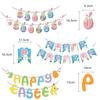 DIY 3m Happy Easter Banner Garland Colorful Eggs Hanging Flag Swirls Bunny Eggs Wall Hanging Easter Festival Bunting Party