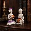 Resin Skeleton Ornaments 2Pcs/Set Couple Statues, with Pumpkin Figurines, Men Funny Gifts Women for Halloween Table Mantel Shelf Decoration Accents