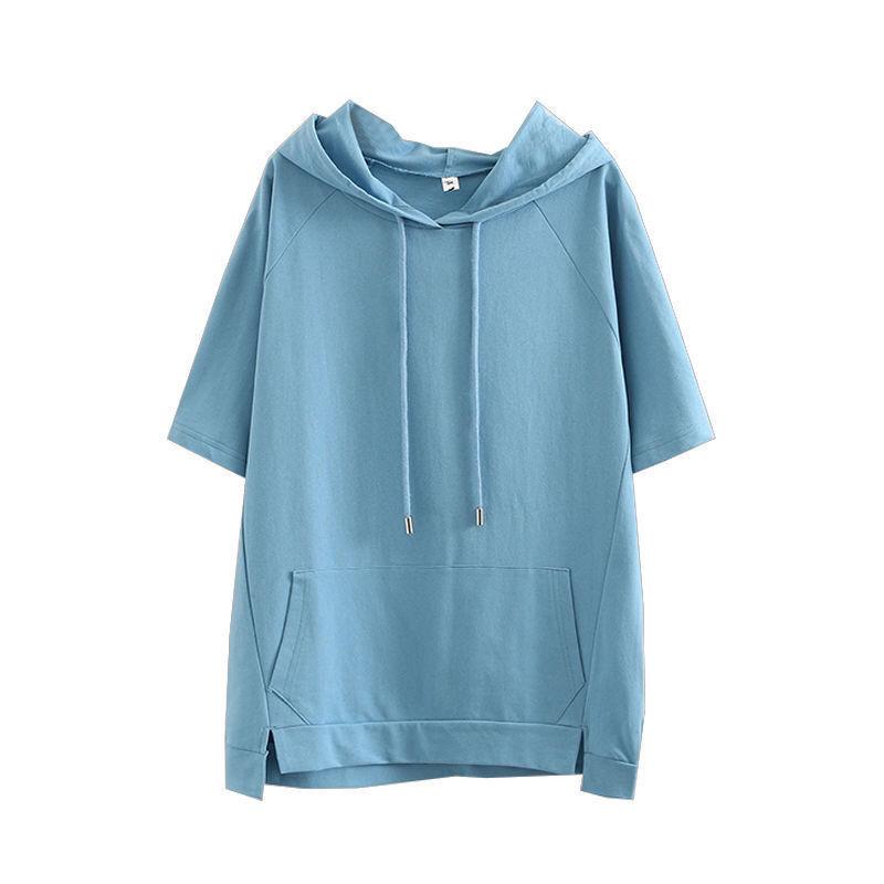 Oversized 4XL Losse Sweatshirts Dames Katoenen Hoodies Zomer Korte Mouwen Dunne T-shirts Dames Casual Trui Tops Buitenkleding