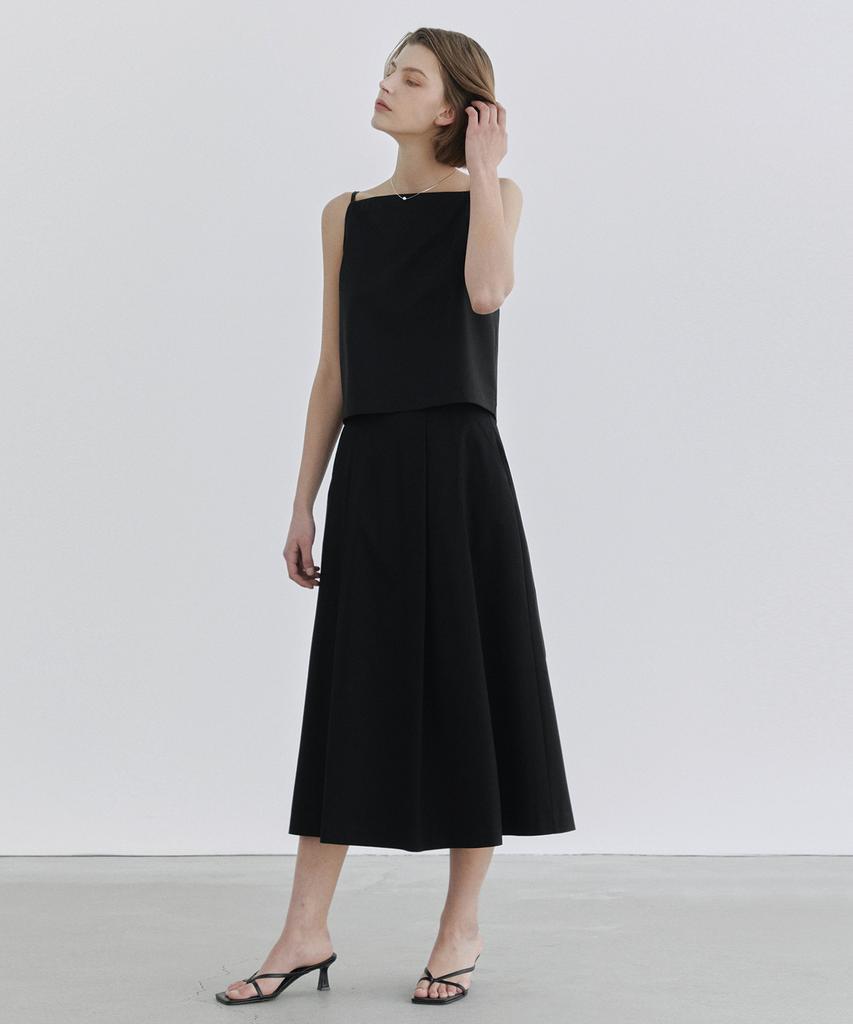 Ihr Elastic Waist Long Pleated Skirt / Black