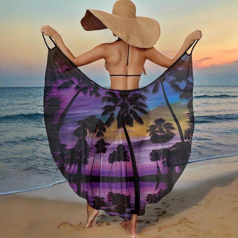 Flamingo Tropical Print Beach Cover Up Loose Sleeveless Backless Maxi Dress