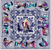 130CM Silk Scarf Women Large Shawls War Horse And Knight Print Stoles Square Bandana Kerchief Scarf Female Foulards