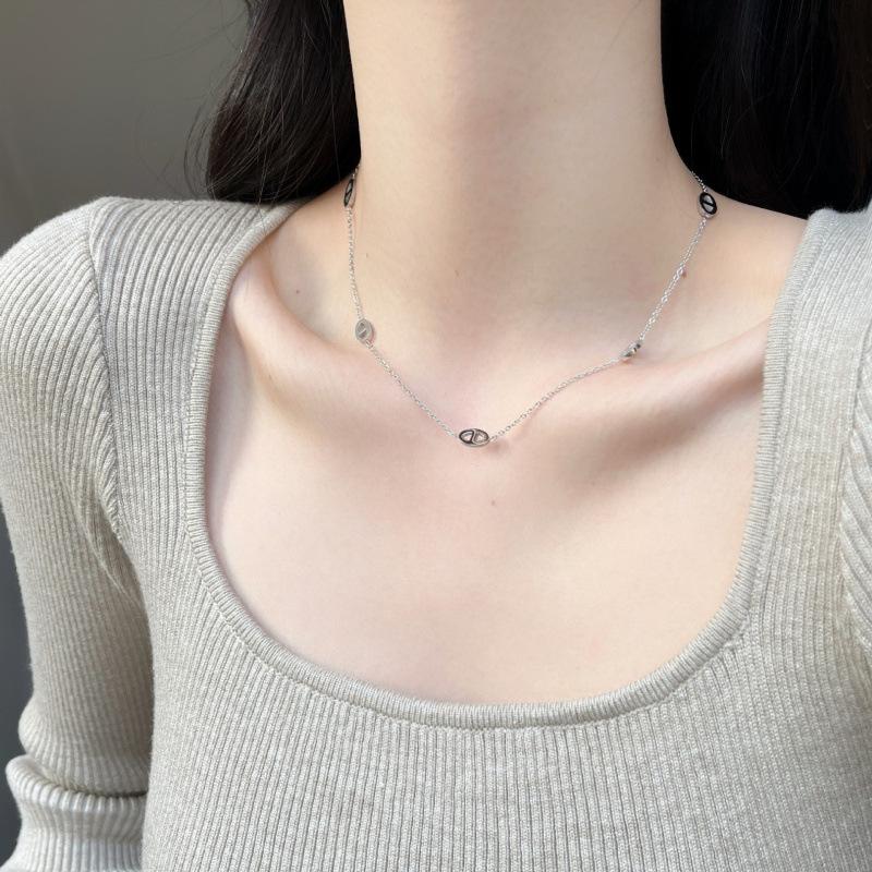 Cross Europe Fashion Titanium Steel Women's 120cm Ultra-long Double D Pig Nose Sweater Chain Necklace