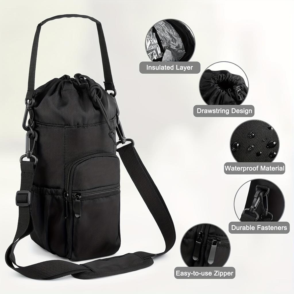 1pc Water Bottle Carrying Case, Zip Pocket Design, Crossbody Bag with Pockets, Walking Water Bottle Bag with Adjustable Shoulder Strap