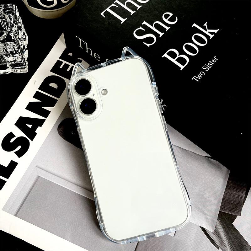 Shockproof Airbag Phone Case Cat Ears For iPhone 17 Air 16 Plus 15 14 13 12 11 Pro Max X XS XR 7 8 SE 2022 2020 Transparent Protective Cover For Women