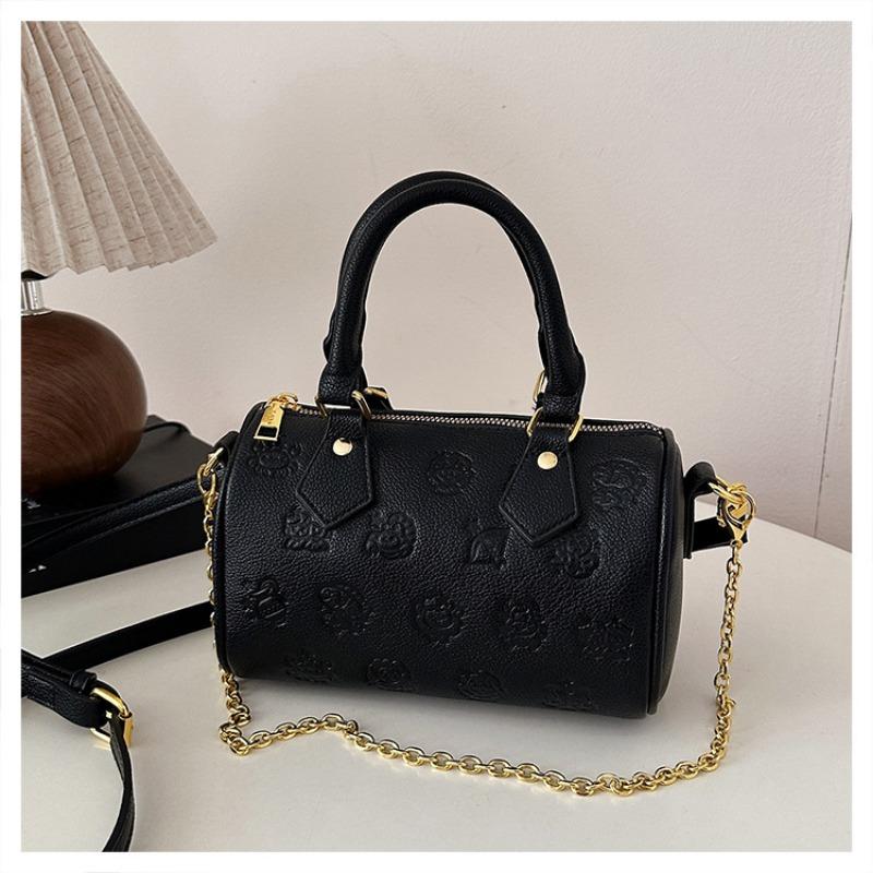 Shoulder bag women's retro pu chain printed pillow bag simple and versatile handbag fashionable and light bag