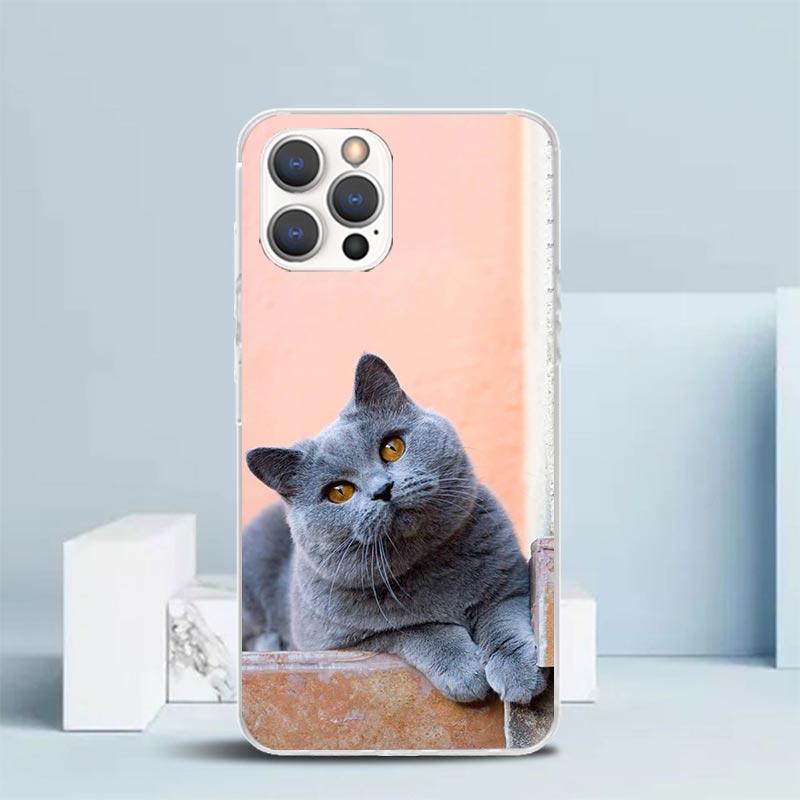 British Shorthair Cat Phone Case For IPhone 16 17 Air 16E 15 14 Plus 13 Mini 12 11 Pro Max 7 8 + SE 2020 Soft TPU Back Cover 16
