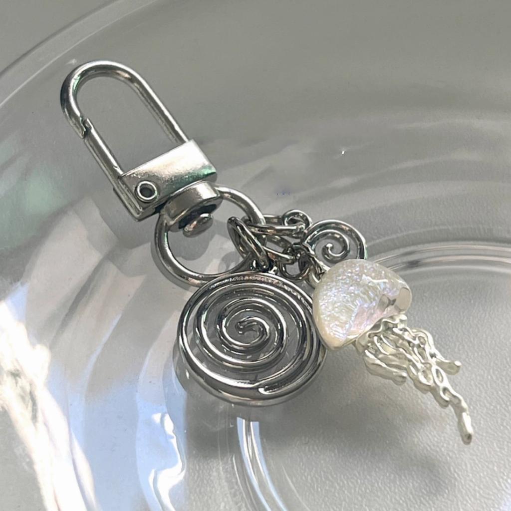 Lovely Jellyfish Keychain Pendant for Women Girls Backpack Purse Camera Car Keys Lovely Swivel Charm Accessory