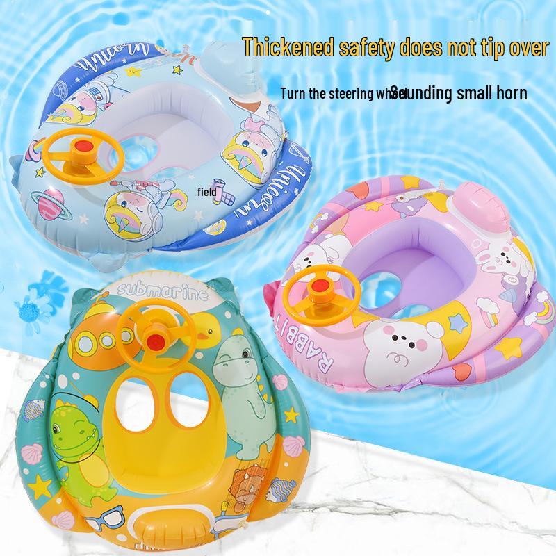 Inflatable Kids' Airplane Swim Ring with Steering Wheel & Horn
