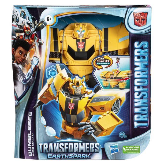 Figurine Transformers EarthSpark Spin Changer Bumblebee Et Mo Malto - HASBRO - Bleu - Mixte - A Partir De 6 Ans