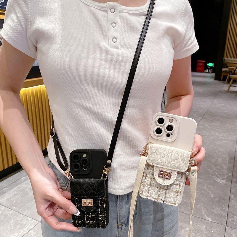 Stylish Card Holder & Coin Purse for Apple Devices (11-16 Pro Max) with Lanyard, Full Coverage Fragrance Style