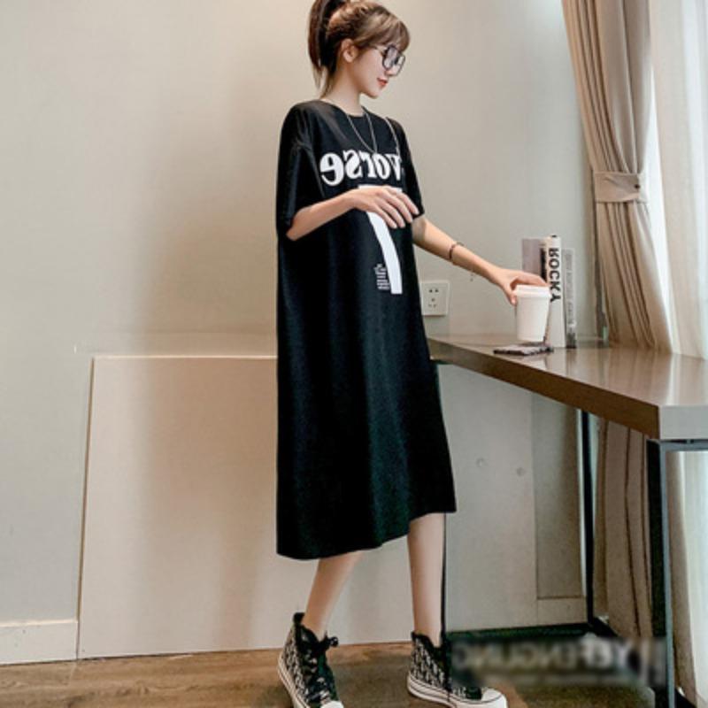 Plus Size Summer Dresses, Women's Long Loose Dresses with Open Back and Short Sleeves, Maternity T-shirt