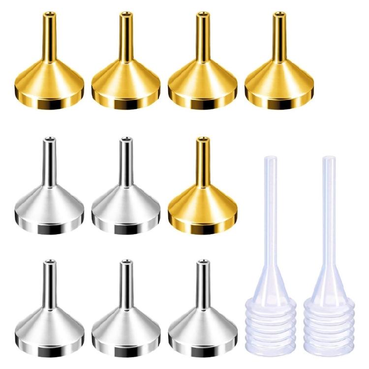 10Pcs Small Metal Funnel with 2Pcs Mini Pipette for Filling Small Bottles Perfume Liquid Funnel Small Funnel Bottle 1
