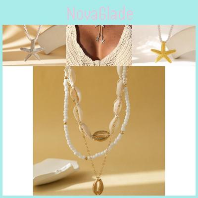 Summer New Starfish Necklace Alloy Shell Jewelry For Women With Ocean Style Charm