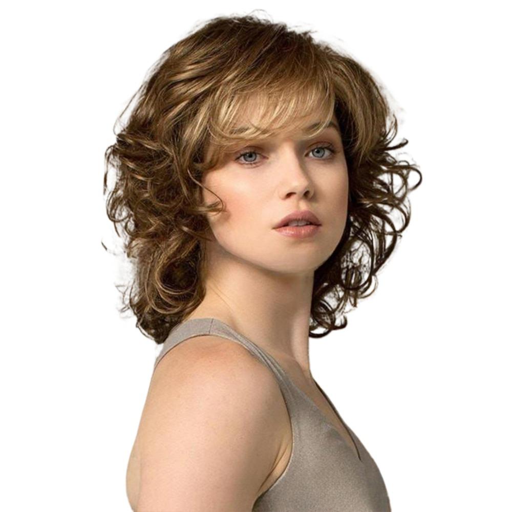 Dámské hnědé krátké kudrnaté vlasy