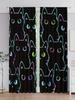 2pcs Colorful Cats Print Curtain  Blackout Drapes for Bedroom  Polyester  Rod Pocket Window Treatment  Home Decor