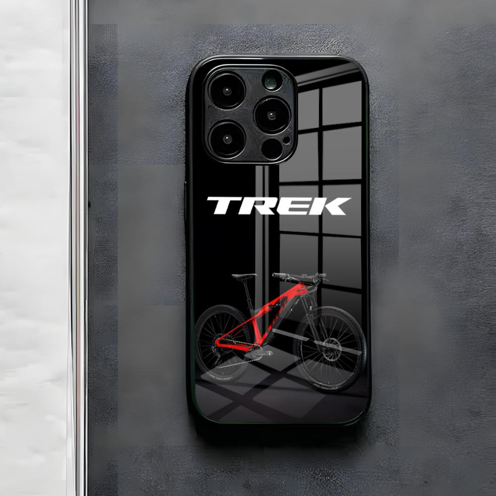 Bicycle T-TrekS Pouzdro na telefon Pro IPhone 17 Air 16 E Pro Max 15 14 13 Mini 12 Pro 11 Max Plus Černý skleněný kryt