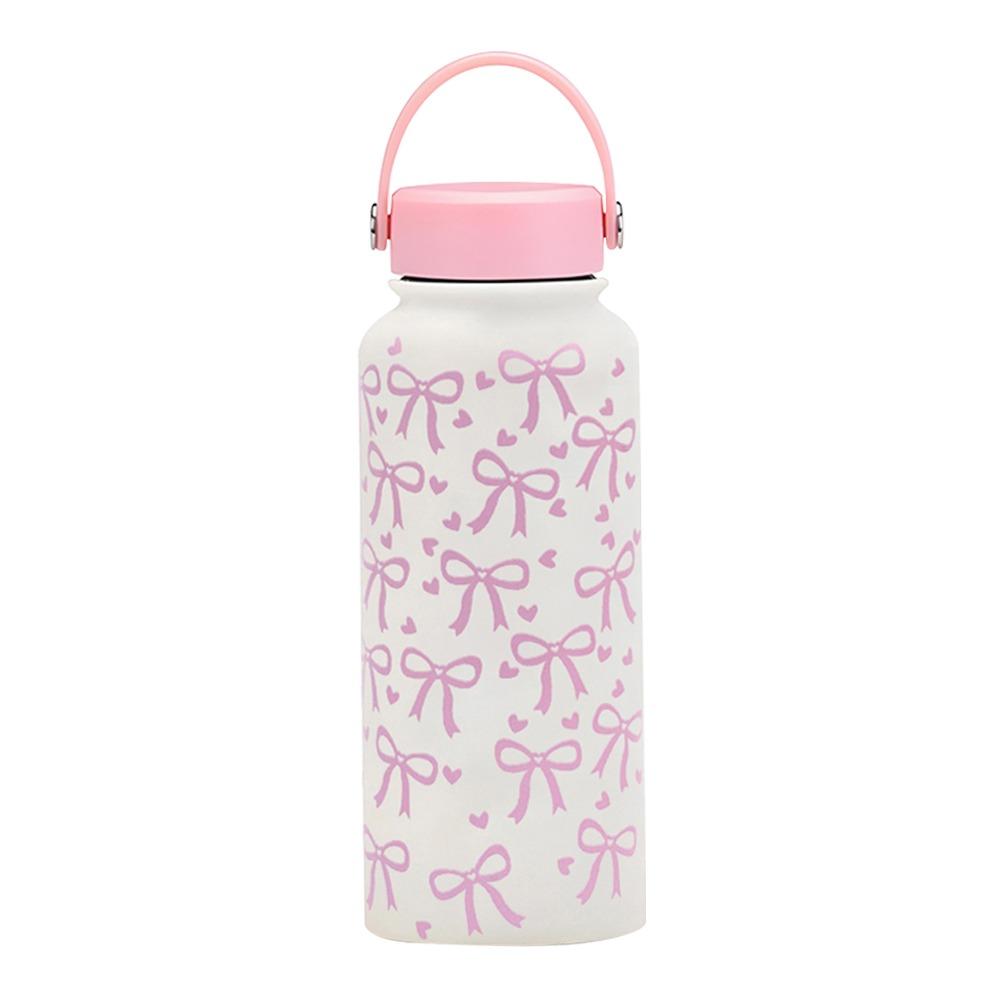1000ML Vacuum Bottle Printed Design Portable Vacuum Sports Bottle Vacuum Insulated Printed Bow And Flowers Aquaflask Tumbler