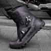 Unisex Dark Tone Protective Protective Motorcycle Shoes High Top Riding Boots Reinforced Sole Biker Outdoor Travel Footwear