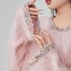 Spring and Autumn New Women's Small Fragrant Knitted Sweater Lazy Style 2025 Pink Temperament Round Neck Hooded Sweater Women's Top