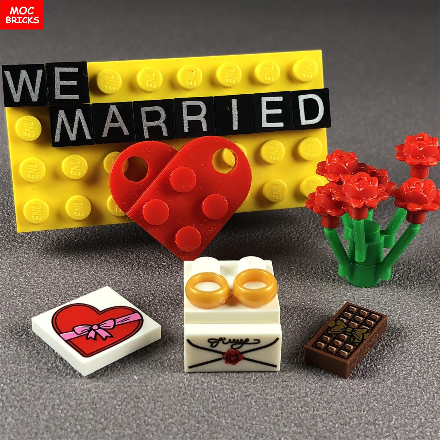 

Non-Toxic Moc Bricks Wedding Ring 1X1 11010 For 4Cm Figure Bride Groom Educational Building Blocks Diy Toys Xmas Gifts