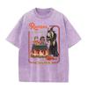 Washed Purple Retro Halloween Witch Cauldron Jack O Lantern Loose Tee