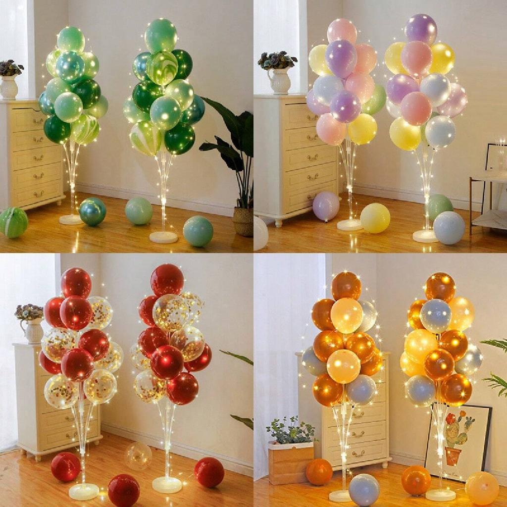 1Set Floor Balloon Column Kit With Stand, Base and String Lights For Background Decoration Bachelorette,Weddings, Birthday Party