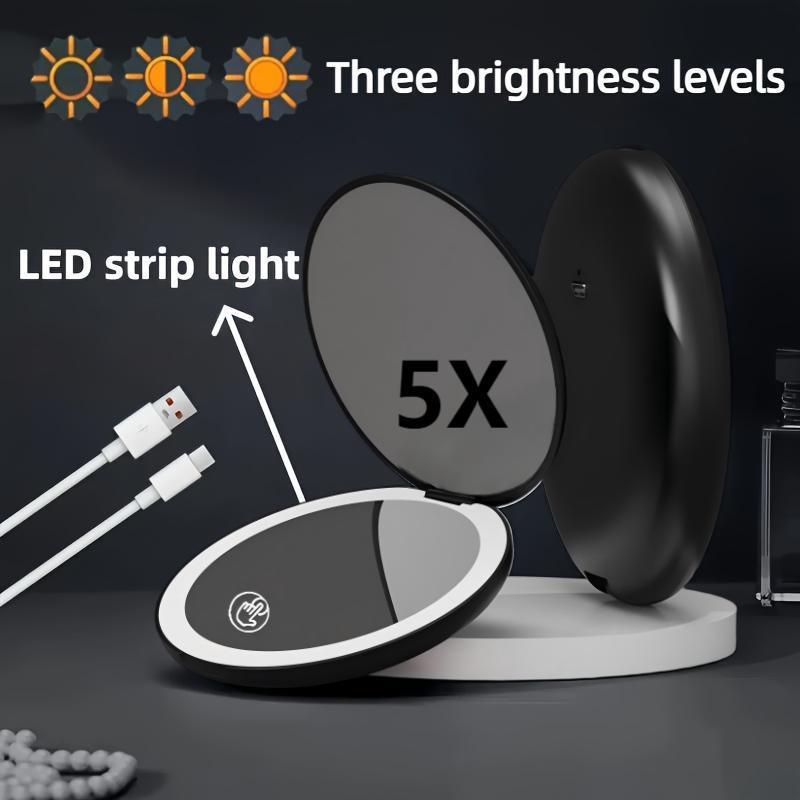 Foldable LED Magnifying Makeup Mirror - 2x, 5x, 10x