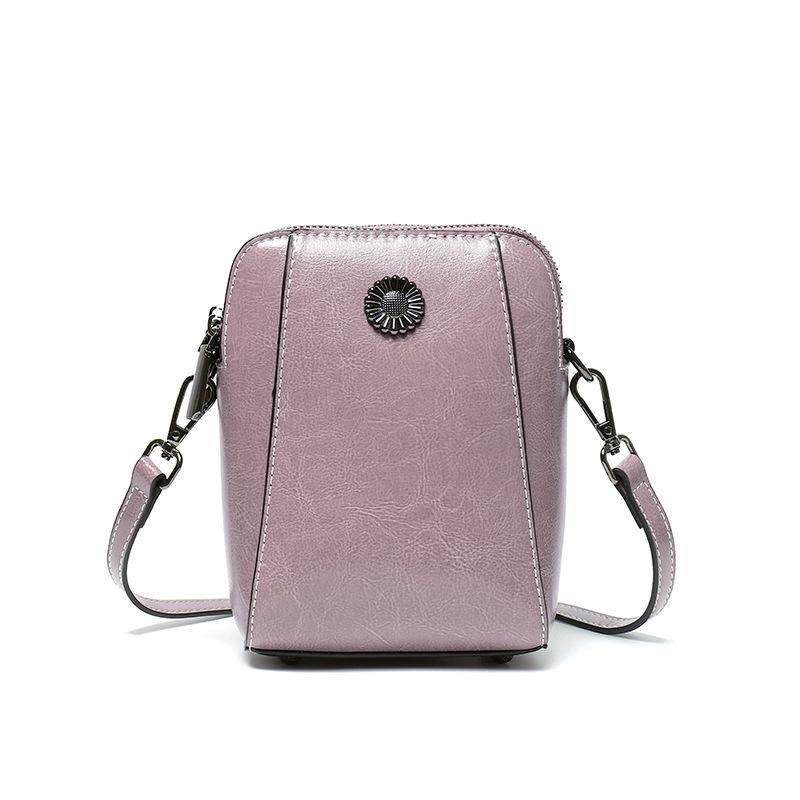 Women's Summer Versatile Small Shell Bag Cowhide Leather Purse Bag Simple Commuting with Crossbody Bag Ladies Cell Phe Pocket