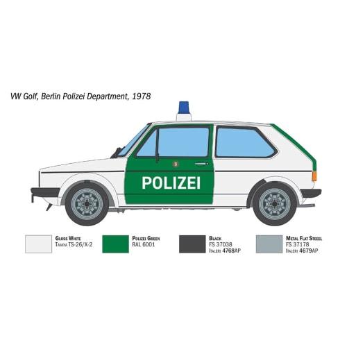 Italeri 1/24 Scale Volkswagen Golf Police Car Plastic Model Kit IT3666