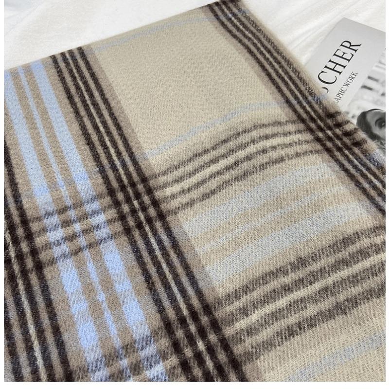 Plaid Scarf Women's New Winter Imitation Cashmere Retro Scarf Thickened Warm Shawl