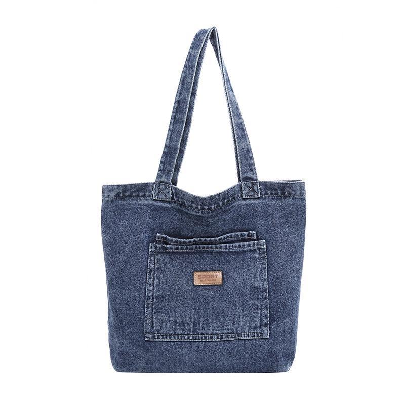 

Женская сумка через плечо из денима и холста большой вместимости 2024 года - Literary Niche Tote & Casual Handbag model 1 темно-синий