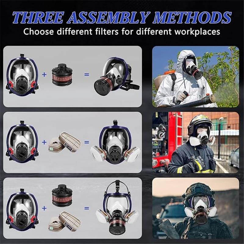 Plynové masky pro přežití jaderné a chemické, Plynová maska s 40mm filtrem s aktivním uhlím, Celotvářová respirační maska s filtrem 6001