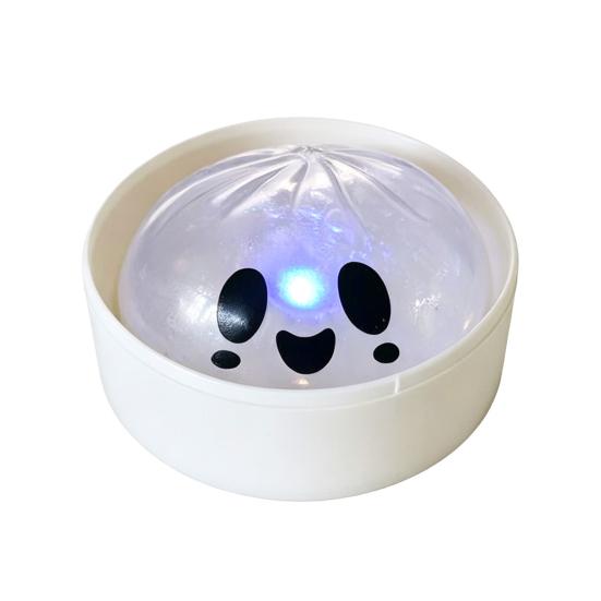 Dumpling Toy Halloween Glitter Squeeze Toy Spooky Ghost Pumpkin with Steamer Cute Calm Down Toys Slow Rising Bun Fidget LED Light for Anxiety Stress