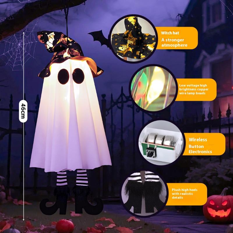 Halloween Led Light Up Witch Ghost For Halloween Party Home Indoor Outdoor Yard Decoration Scary Hanging Ornaments Gift