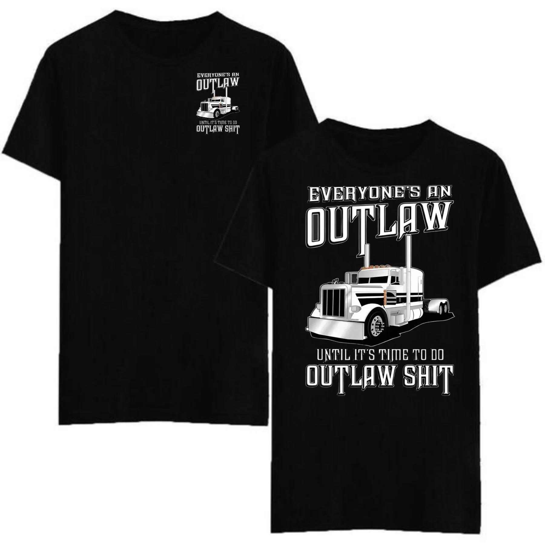 

2025 Outlaw Trucker Tee Graphic Cotton Tee Unisex Summer Short Sleeve Fashion Brand Tee Luxury Casual Vintage Retro Tops 4XL