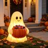 Świecąca Dynia Duch Miska na Cukierki Dekoracja Halloween Zewnętrzna LED Świecąca Dynia Duch Miska na Cukierki Jesienna Weranda Podwórko Zewnętrzne Duchy Miski na Smakołyki Dekoracja