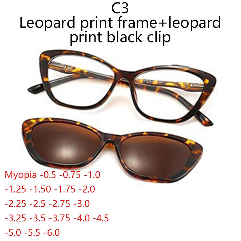 

2026 New Myopia PC Prescription Polarized Clip Cat s Eye Frame -0.5 To -6.0 Magnetic Sunglasses Clip Metal Spring Hinge 0
