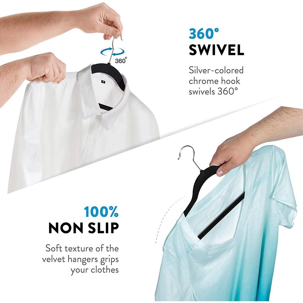 Flocked Non-Slip Plastic Clothes Hanger Space-Saving Anti-Wrinkle Design