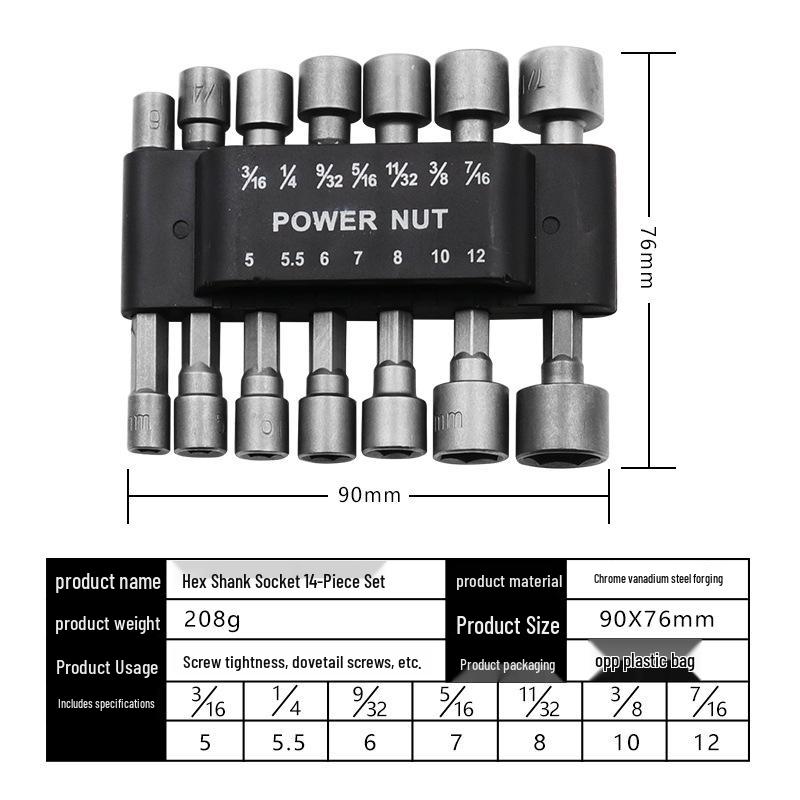 Hex Shank Screw Socket Wrench for Pneumatic and Electric Screwdrivers