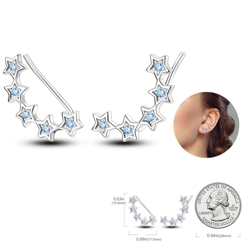 Ladies Sweet 925 Silver Ocean Star Flower Butterfly Design Trendy Earrings Birthday Commemoration Day Fine Sweetheart Jewelry