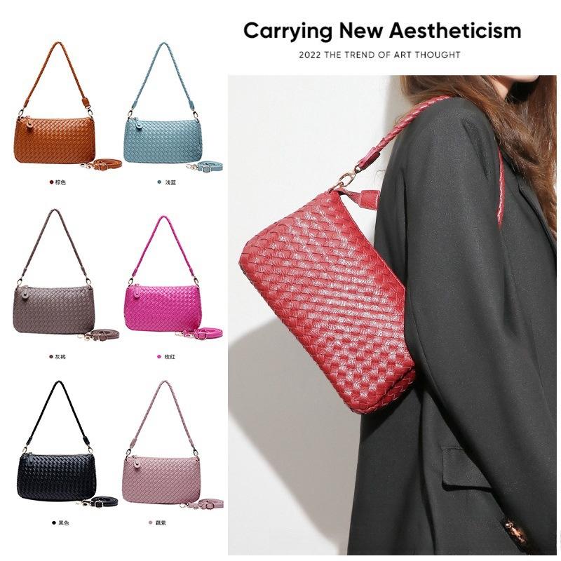 Stylish And Simple Underarm Casual Handbag Large-Capacity Hand-Woven One-Shoulder Oblique Span Women'S Bag