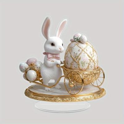 2D Flat Acrylic 1Retro Style Crystal Easter Rabbit Ornament Easter Decoration Bunny Ornament Decoration Easter Spring Decor Gift