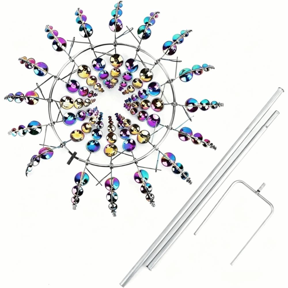 Ground Mounted Wind Spinner Wind Powered Kinetic Sculpture Metal Windmill  Garden Decoration