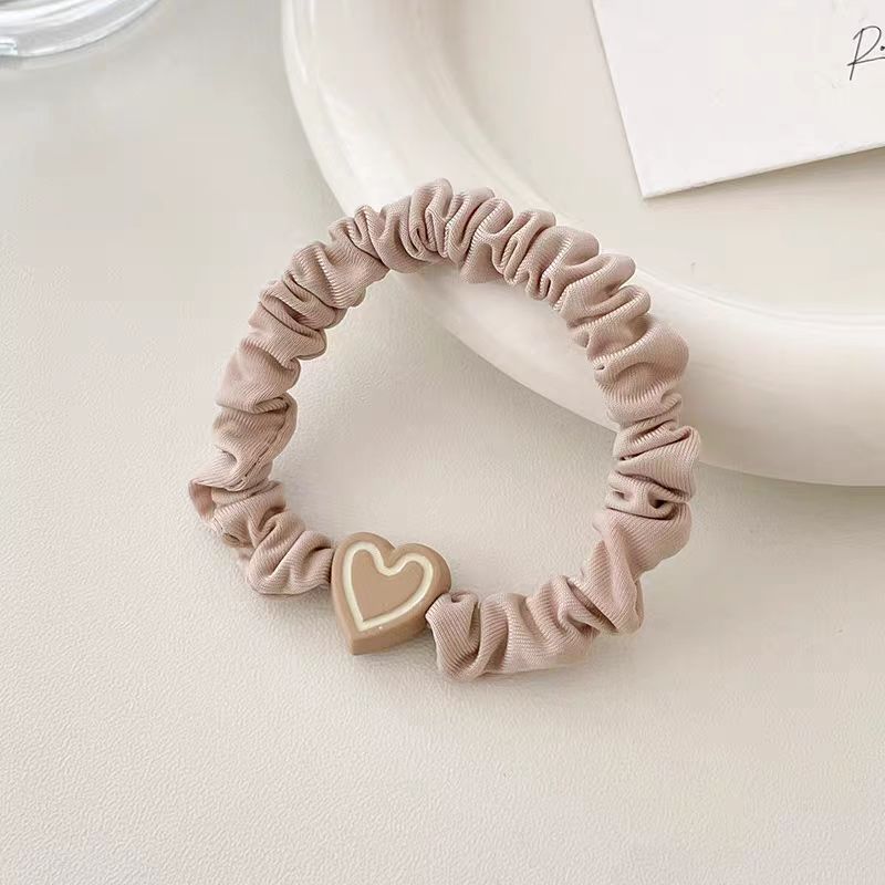 1/5Pcs Korean Heart Shaped Hair Ties Simple Elastic Soft Cotton Ponytail Holder Rubber Bands Scrunchie for Girls Hair Accessories