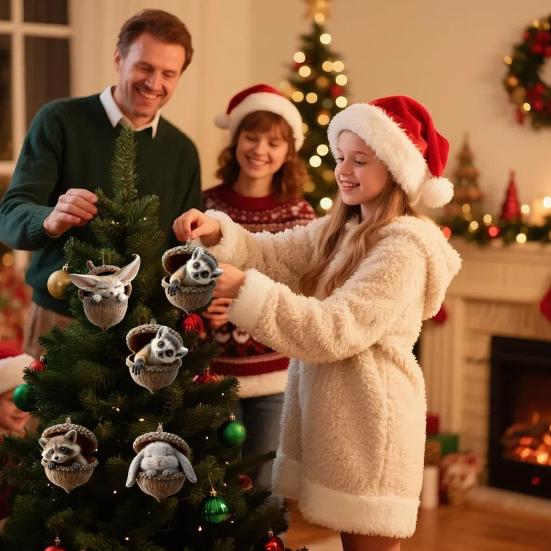 Leśne Zwierzę Ozdoby Żołędziowe 2D Akrylowe Szyszka Zwierzę Zawieszka na Choinkę Przytulna Leśna Ozdoba Świąteczna do Dekoracji Domu