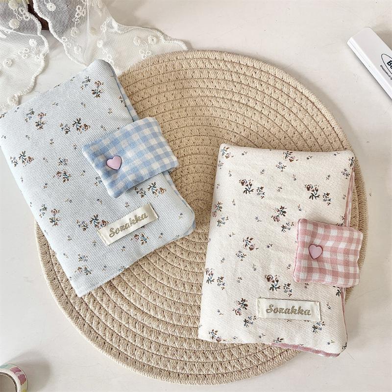 Sweet A6 Handmade Floral Print Jacket Book Cover Portable Ledger Notepad Diary Protective Case Book Storage Hanging Decoration