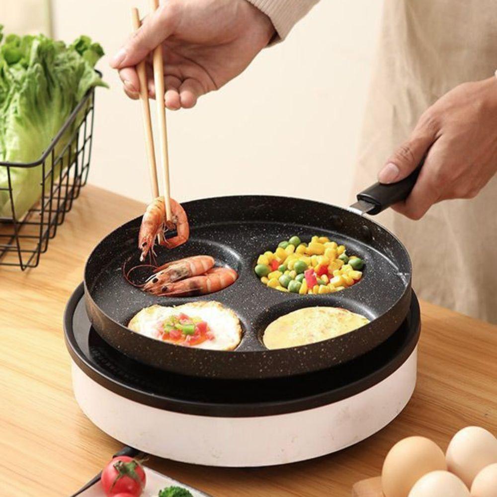 4 Hole Breakfast Egg Pan Round Egg Cooker Durable Egg Frying Pan  Burger Shop