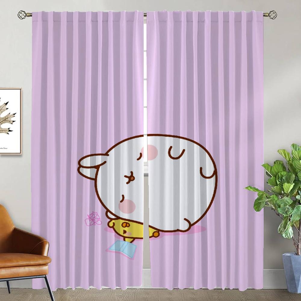 Halloween Decoration Molang Kitchen Curtains for Camera Partition Home Interior Curtains for Living Room Blackout Curtain Shades